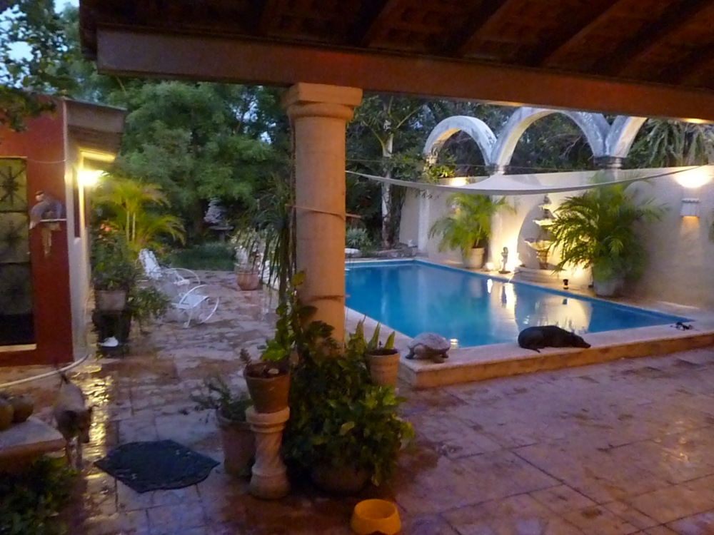 71 . patio and pool at dusk